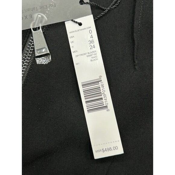 NWT Elie Tahari Womens Zip Front Blazer Jacket Long Sleeve Career Black Size 0 - Picture 7 of 10